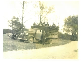 German POWs heading to work in the Sparta Orchards